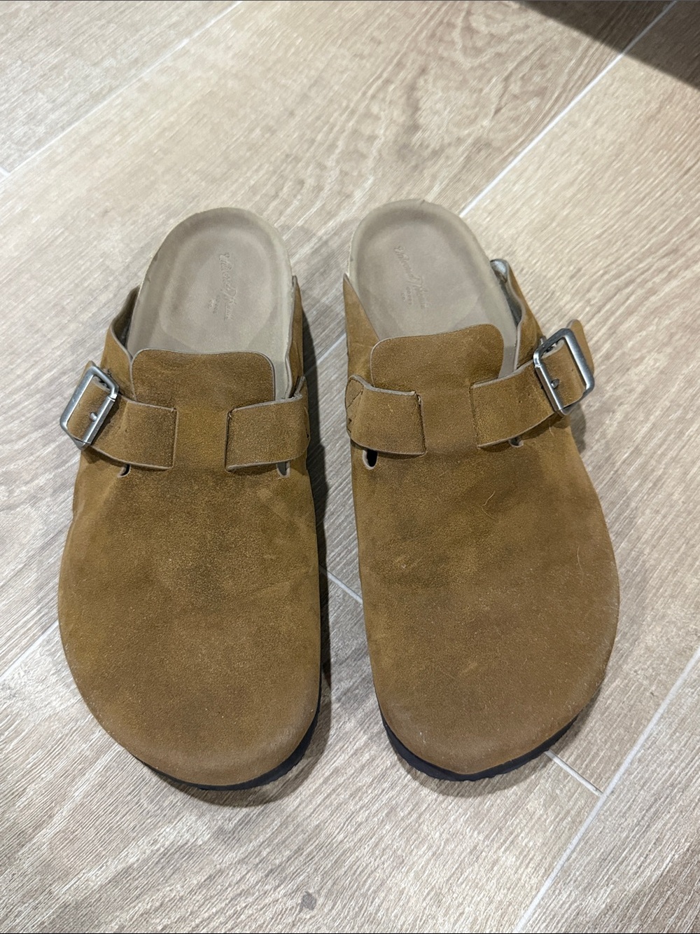 Suede Slip-On Buckle Clog in Brown
